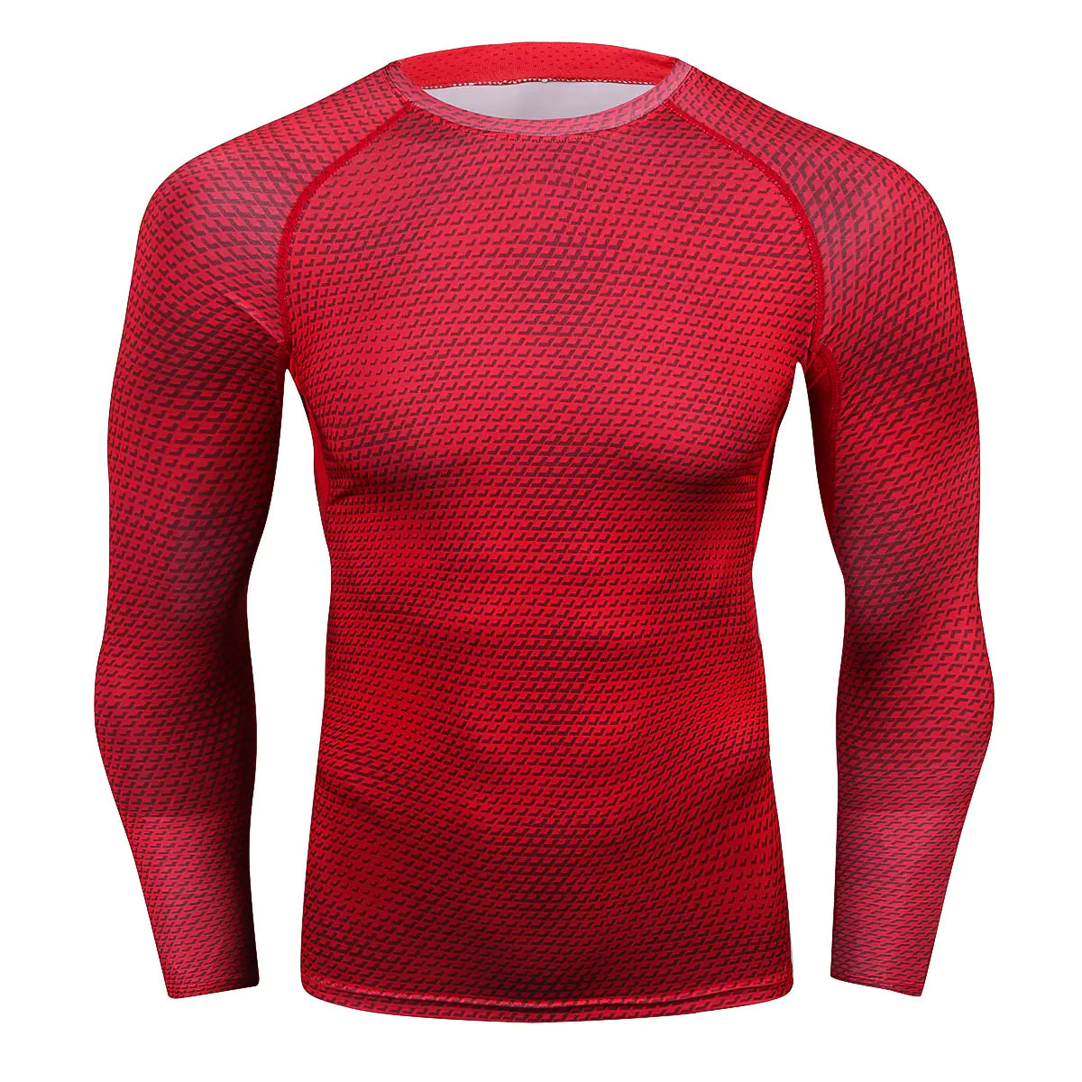 Men's premium red long sleeve compression shirt, featuring a dynamic design perfect for enhancing athletic performance.