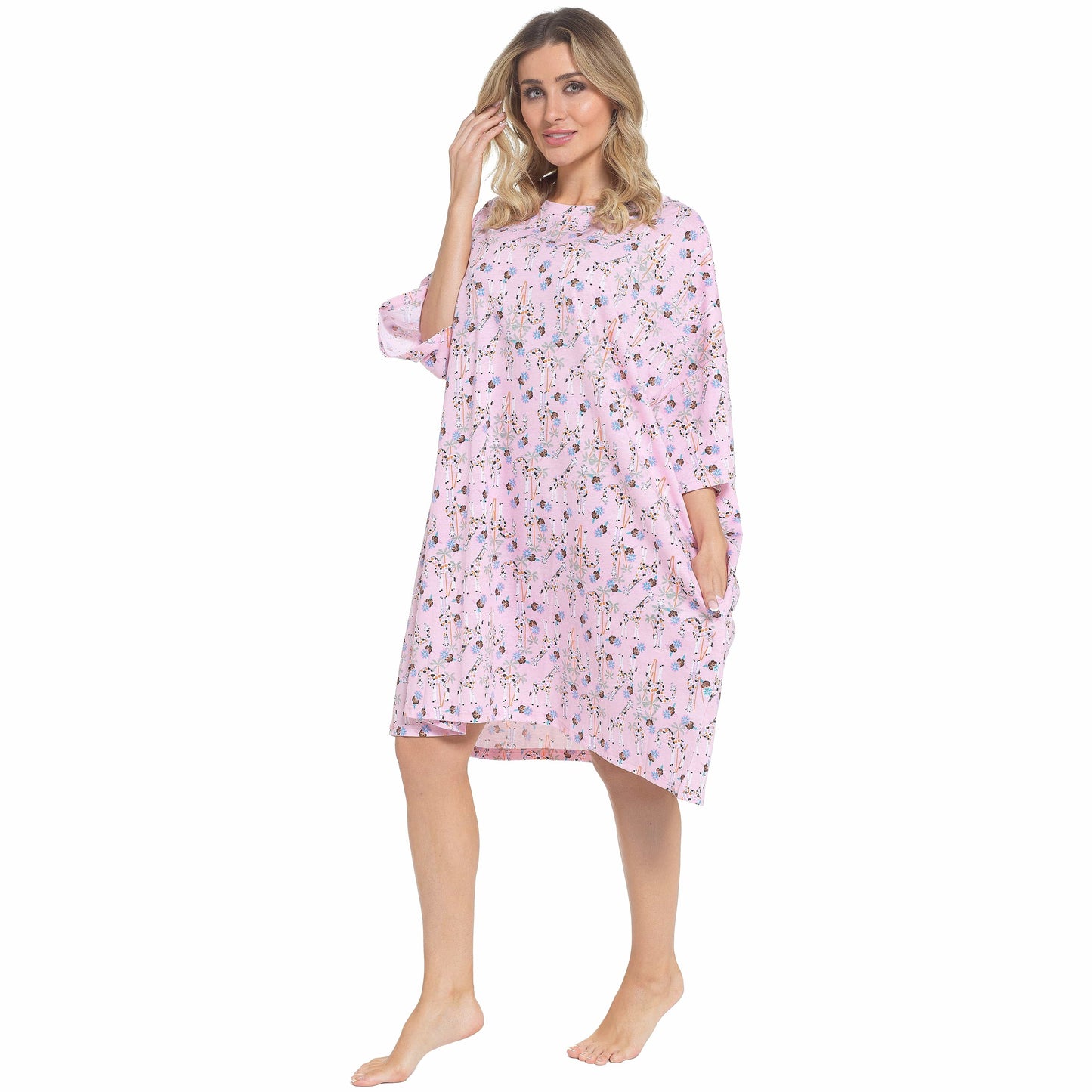 Luxury Women's Giraffe Baggy Nighty Dress showcasing the elegant oversized design in soft 100% cotton, perfect for ultimate comfort and restful sleep.