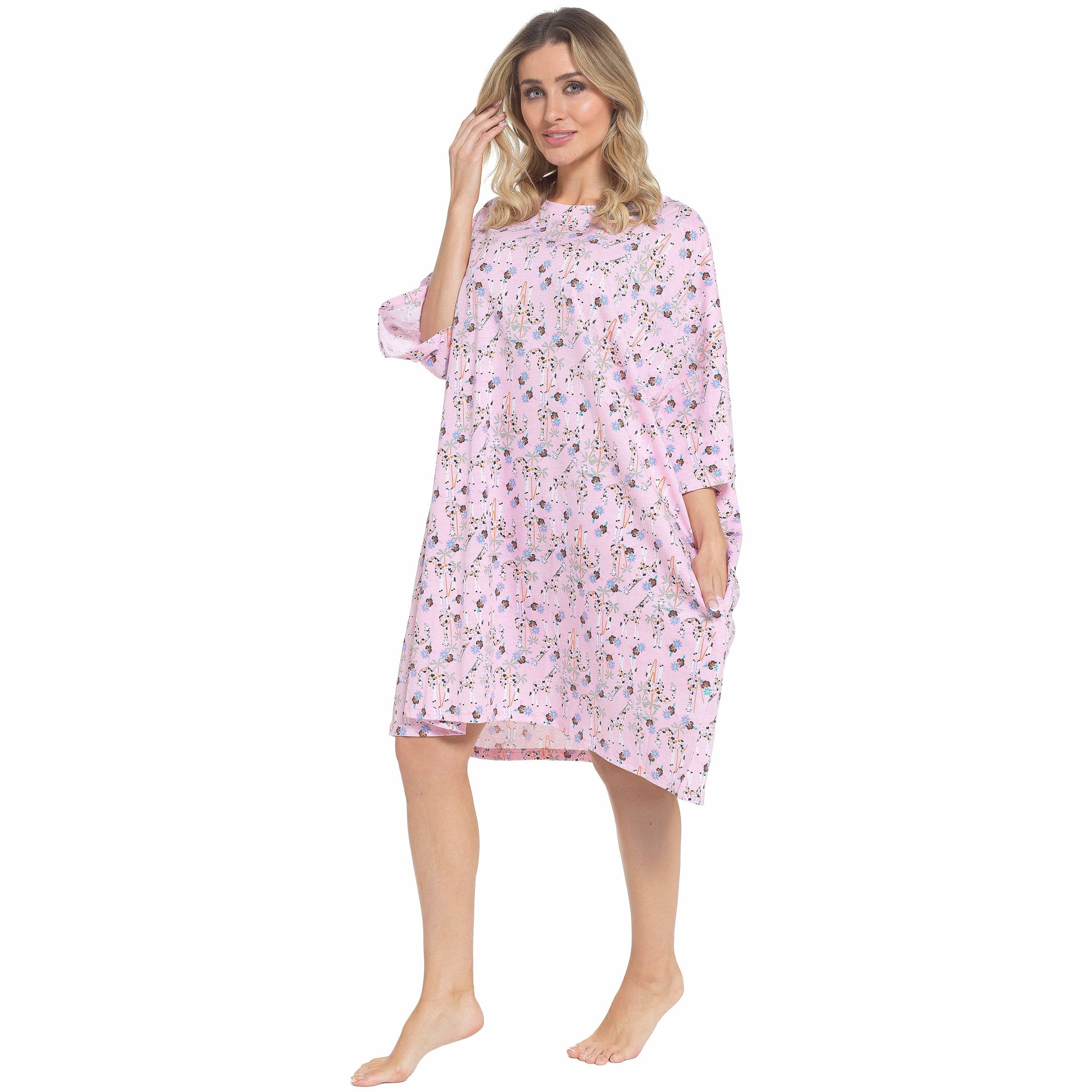 Luxury Women's Giraffe Baggy Nighty Dress showcasing the elegant oversized design in soft 100% cotton, perfect for ultimate comfort and restful sleep.