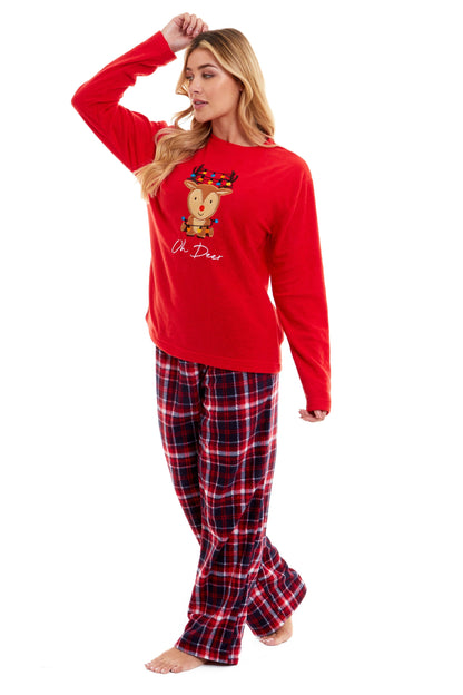 Close-up view of the ultra-soft polar fleece fabric in the Women's Reindeer Pyjama Set, showcasing its luxurious texture and warmth.