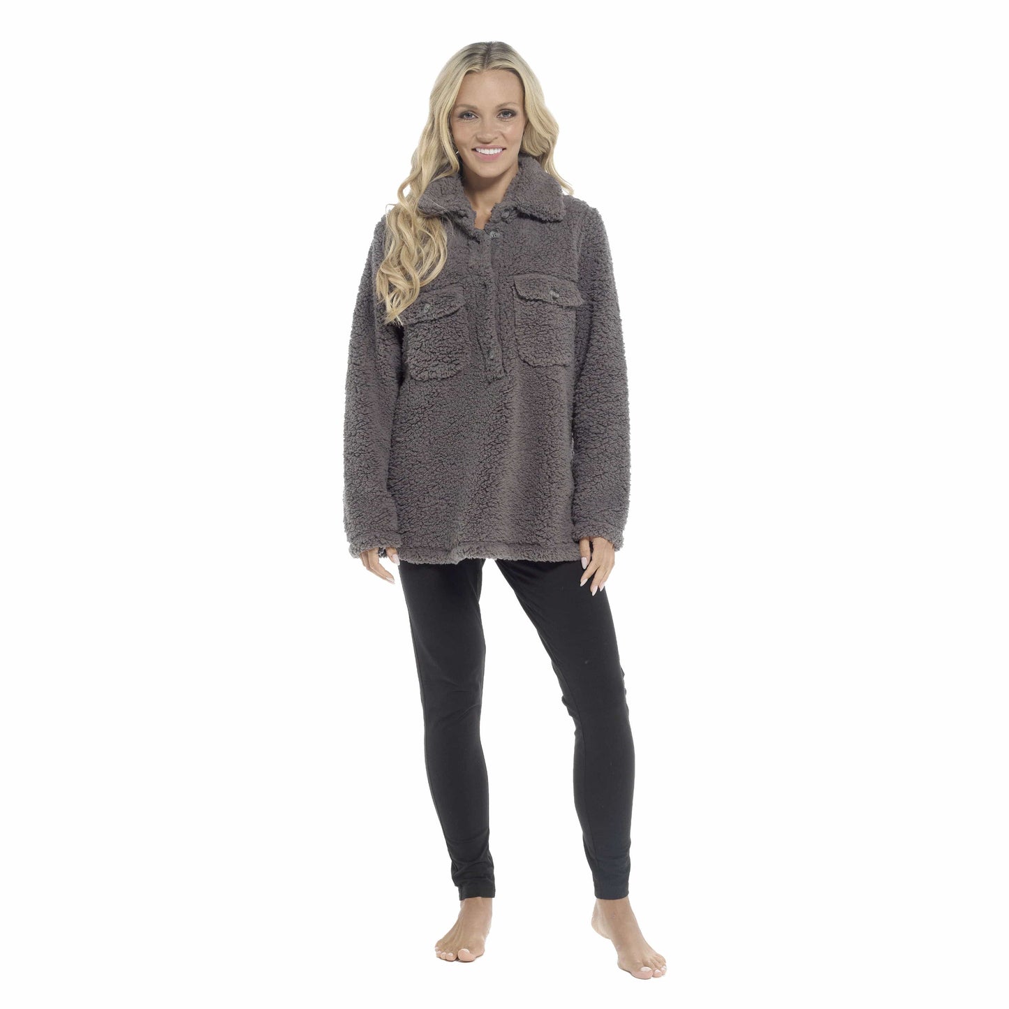 Women's Ultra-Soft Sherpa Lounge Set Long Sleeve Top and Leggings with Double Pockets Cozy Pajamas for Chilly Days Multiple Sizes Daisy Dreamer