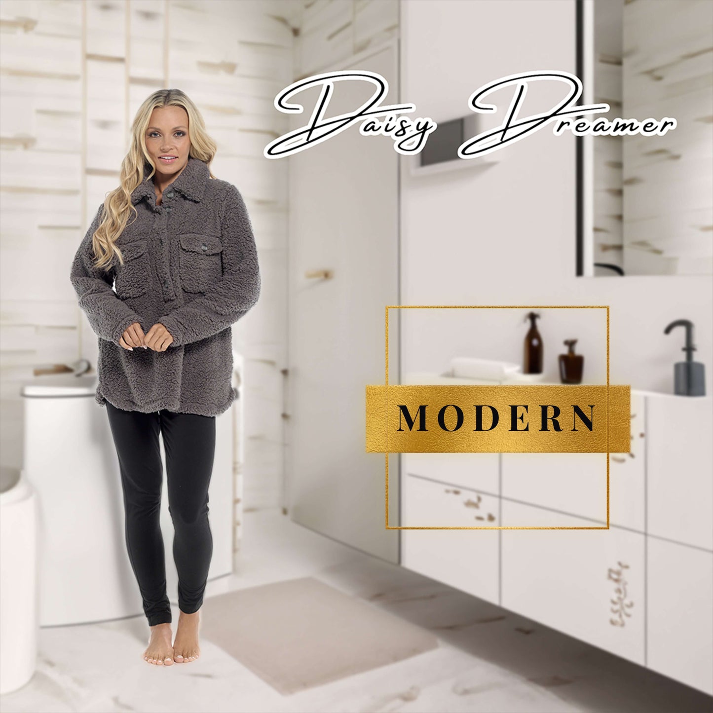 Women's Ultra-Soft Sherpa Lounge Set Long Sleeve Top and Leggings with Double Pockets Cozy Pajamas for Chilly Days Multiple Sizes Daisy Dreamer