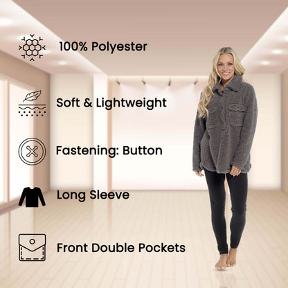 Women's Ultra-Soft Sherpa Lounge Set Long Sleeve Top and Leggings with Double Pockets Cozy Pajamas for Chilly Days Multiple Sizes Daisy Dreamer
