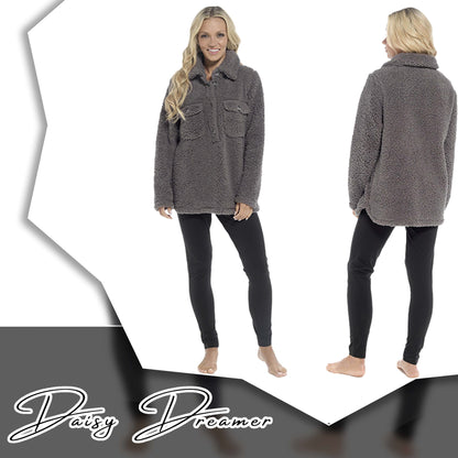 Women's Ultra-Soft Sherpa Lounge Set Long Sleeve Top and Leggings with Double Pockets Cozy Pajamas for Chilly Days Multiple Sizes Daisy Dreamer