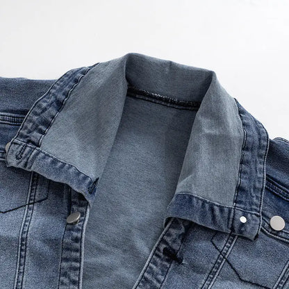 Interior view of the collar of the Chloe Women's Denim Skirt Set, illustrating premium quality and attention to detail in luxury fashion.