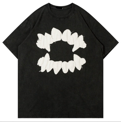 Unisex Vintage Embroidered Hip Hop Tee by Dazzling Dreams Studio, showcasing bold retro design and oversized fit, perfect for luxury streetwear enthusiasts.