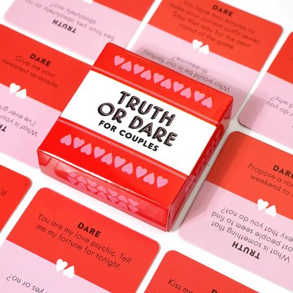 Truth or Dare for Couples Cards: An elegant card game set showcasing the striking game box alongside playful cards, perfect for igniting passion between partners.