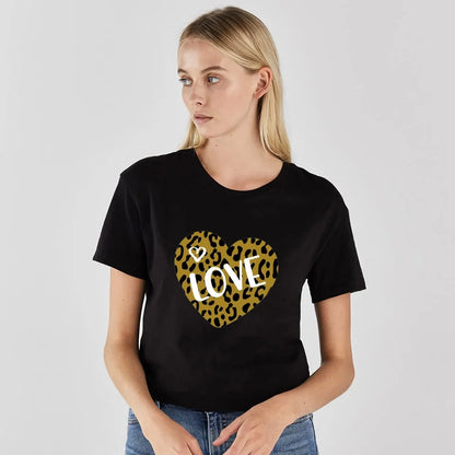 Dazzling Dreams Studio Leopard Lips Print Tee, featuring a trendy O-neck design, ideal for casual summer wear.