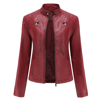 Luxury Women's Casual Leather Jacket showcasing sleek design for women – The ultimate leather jacket for style and class.